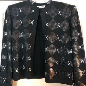 St John Mary Gray Elegant Zip-Up Sweater